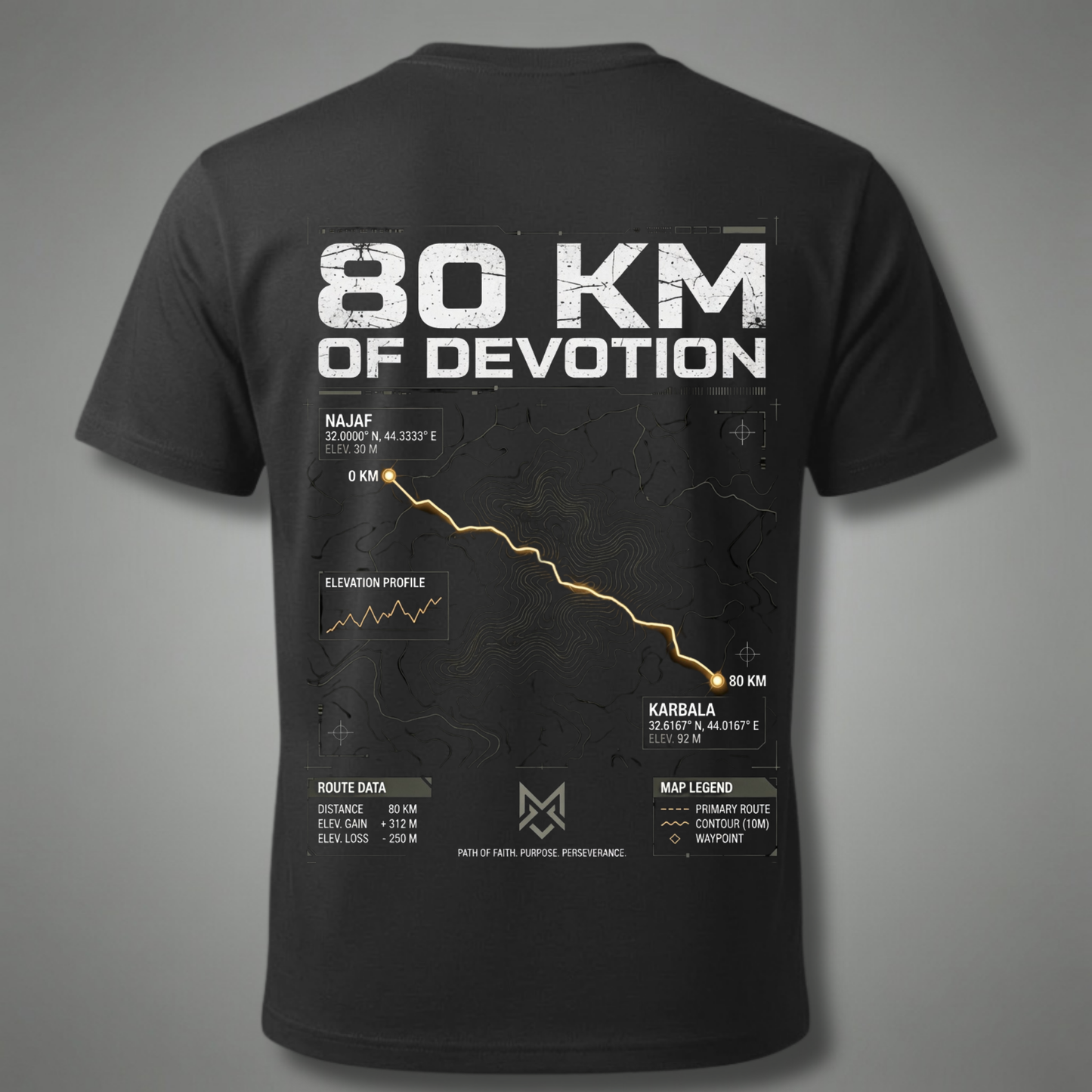 80 KM of Devotion – Premium Arbaeen Walk T-Shirt | Najaf to Karbala Route
